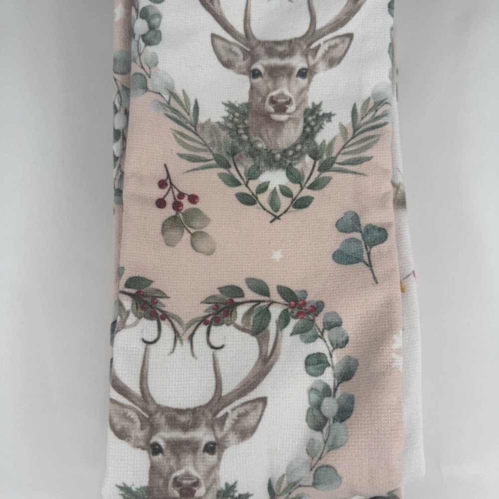 Cupcakes & Cashmere Christmas Deer Kitchen Towels Set of 3 Coastal Cotton NWT - Picture 9 of 15